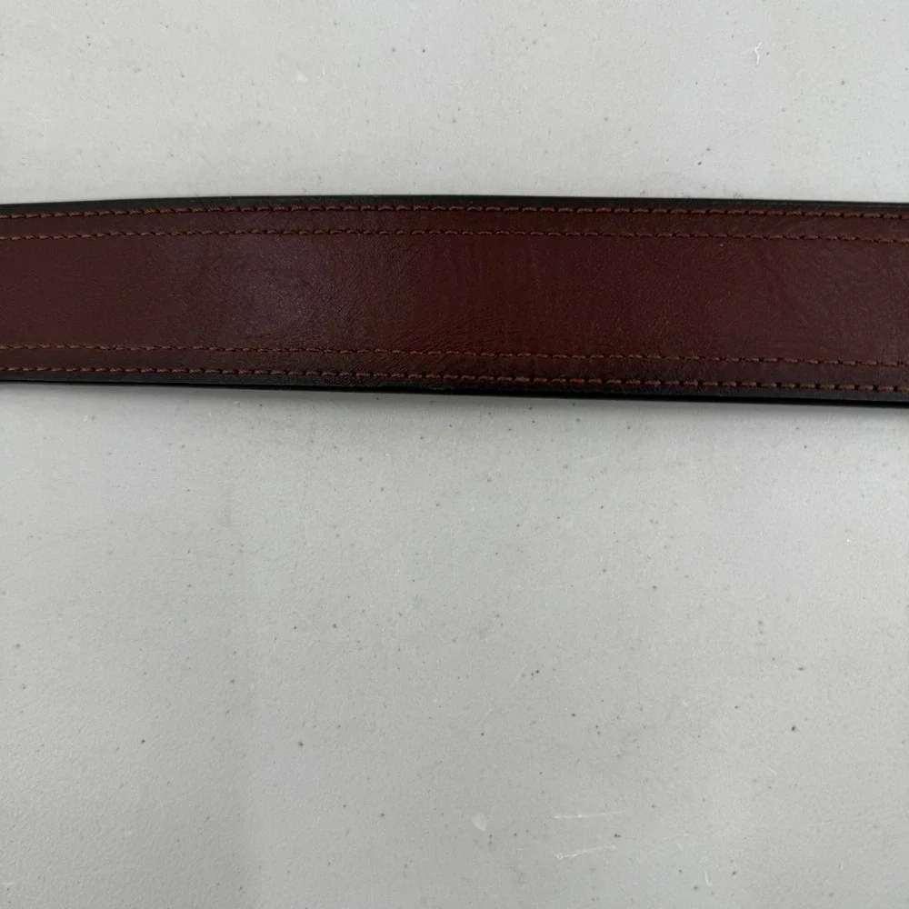 Columbia Reversible Belt Mens 38 Brown Multi-Color Striped Leather 11CO02H8